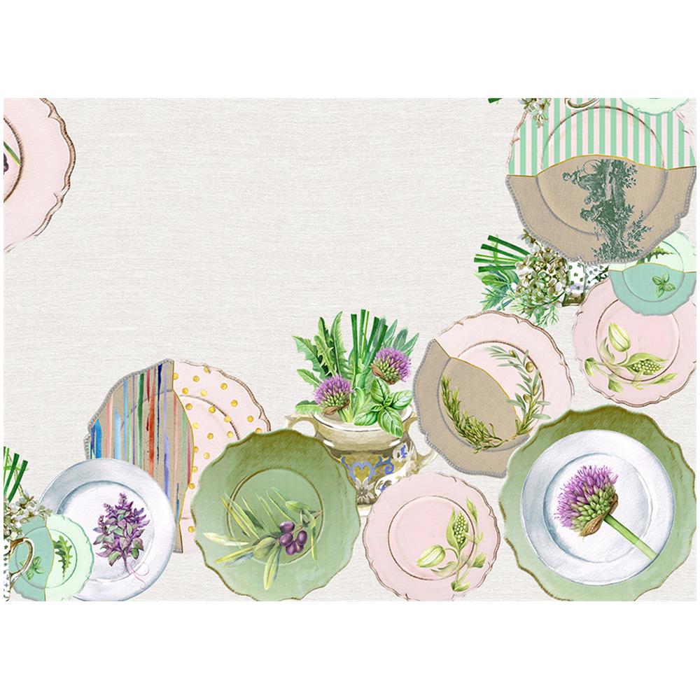 Tovaglia Copritavolo In 100% Cotone Stampa Digitale Disegno Piatti Gi 140x180 Piatti - Foto 6