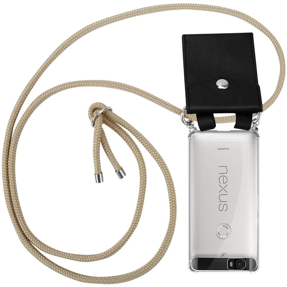 Catena Di Telefoni Cellulari Compatibile Con Huawei 6p In Marrone Brillante - Coperchio Protettivo In Silicone Con Anelli D'argento, Cinturino In Corda E Custodia Staccabile - Foto 1