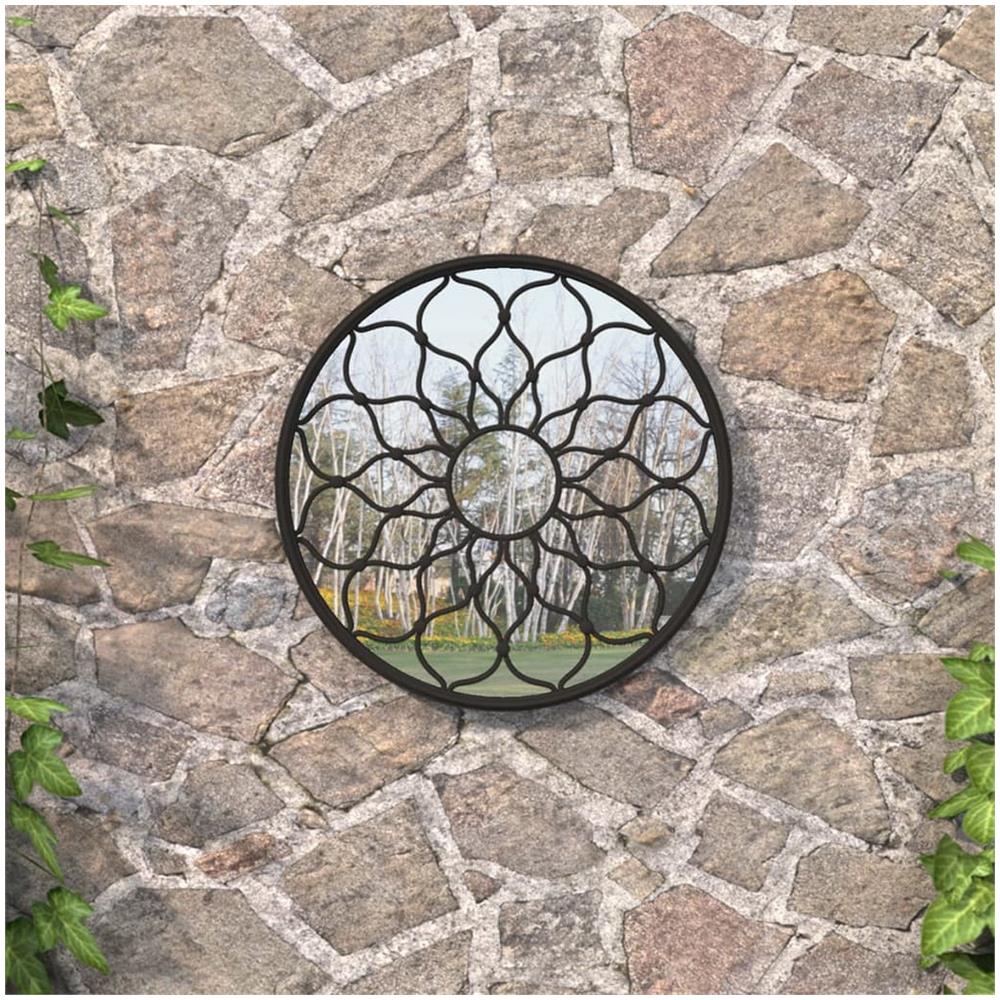 Specchio Da Giardino Nero 40x3 Cm In Ferro Rotondo Da Esterno - Foto 1