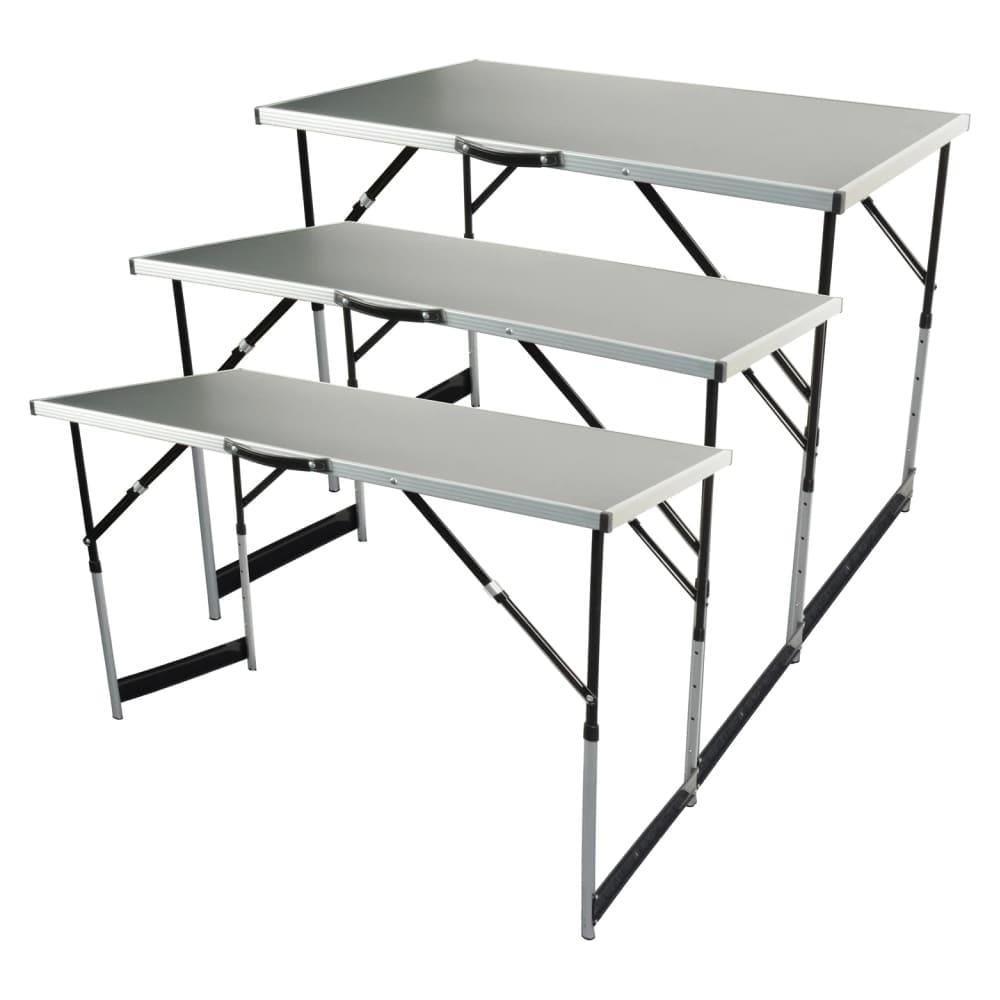 Brder Mannesmann Set Tavoli Pieghevoli Multifunzionali 3pz Alluminio - Foto 1