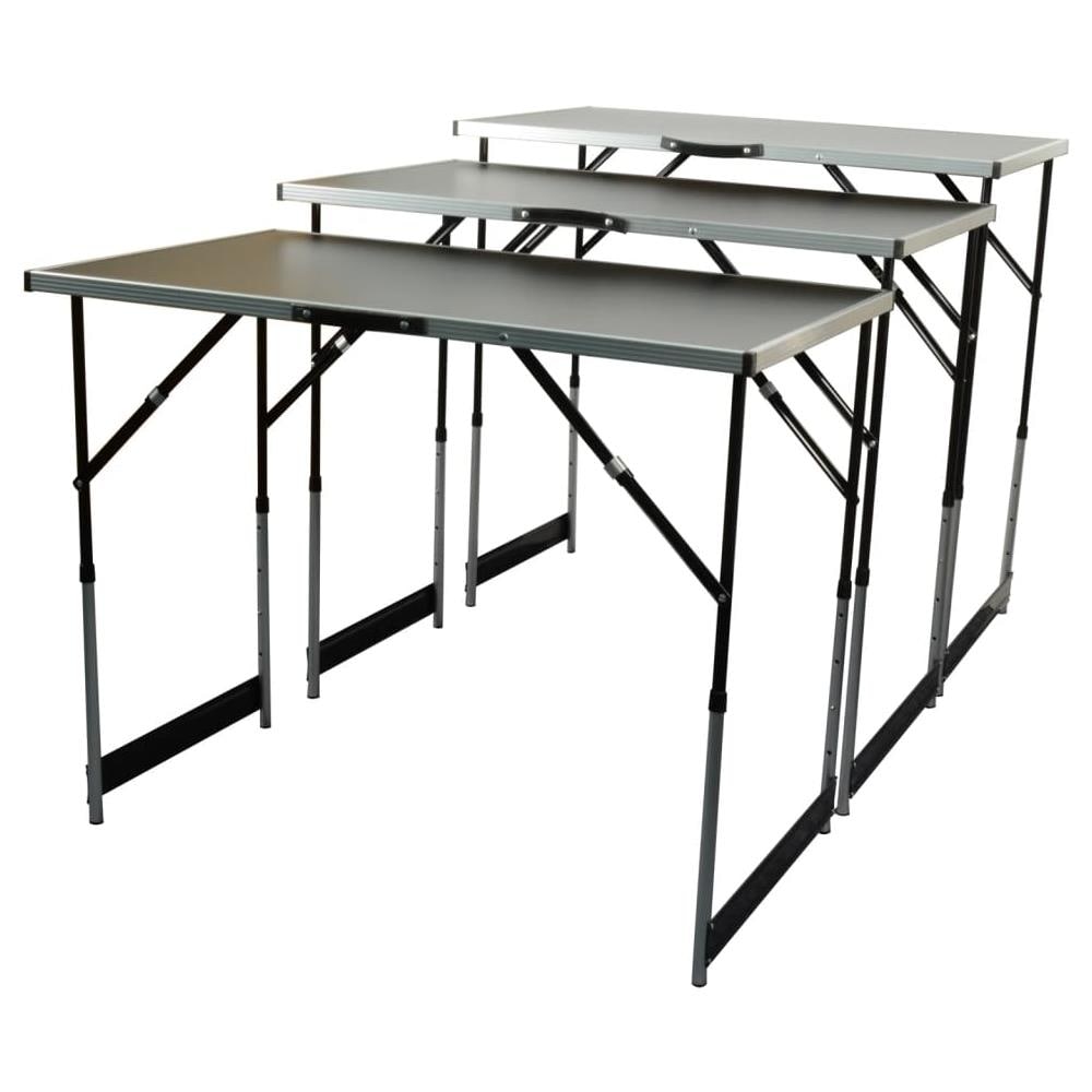 Brder Mannesmann Set Tavoli Pieghevoli Multifunzionali 3pz Alluminio - Foto 2