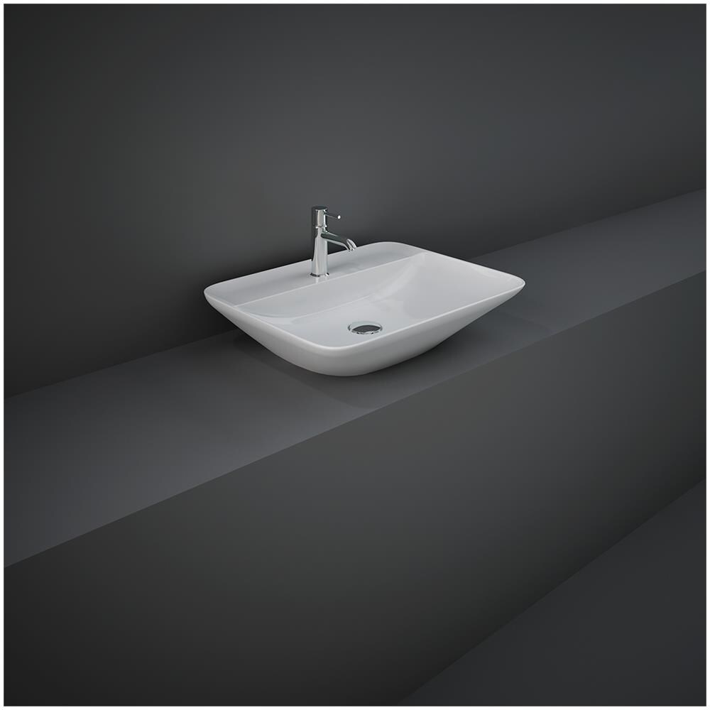 Lavabo Appoggio Rettangolare Foro Rubinetto Rak Ceramics Bianco - Foto 2