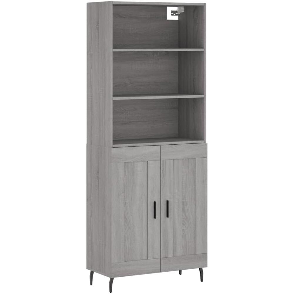 Credenza Grigio Sonoma 69,5x34x180 Cm In Legno Multistrato - Foto 2