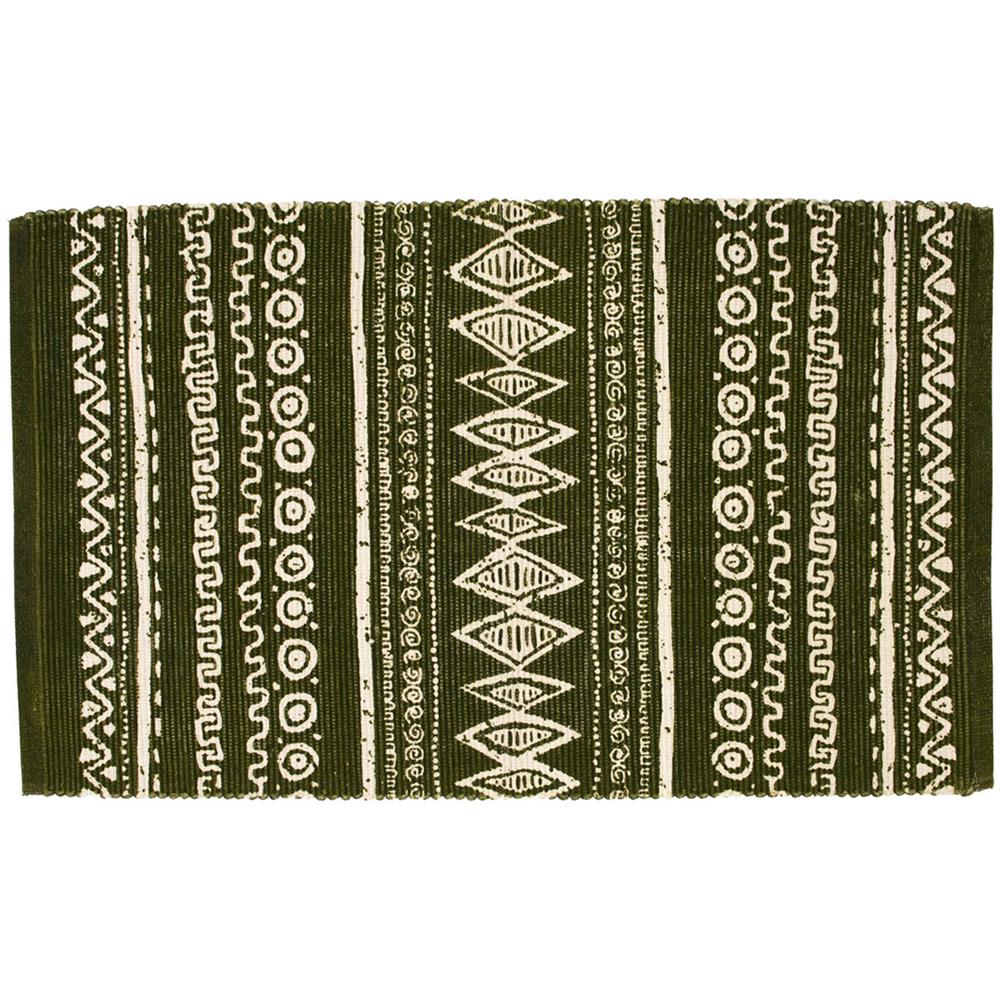 Tappeto Passatoia Cucina Indiano 100% Cotone Disegno Etnic Verde 55x230 Verde - Foto 1