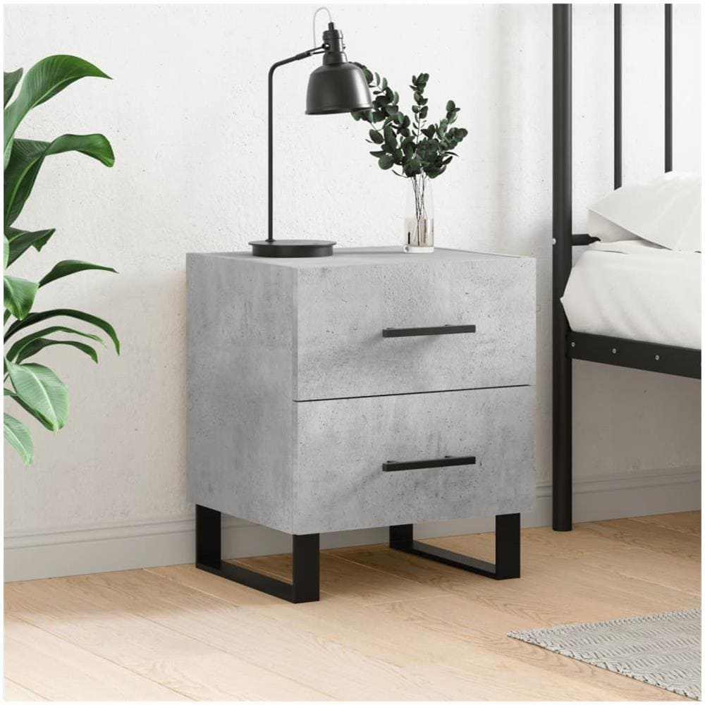 Comodino Grigio Cemento 40x35x47,5 Cm In Legno Multistrato - Foto 1