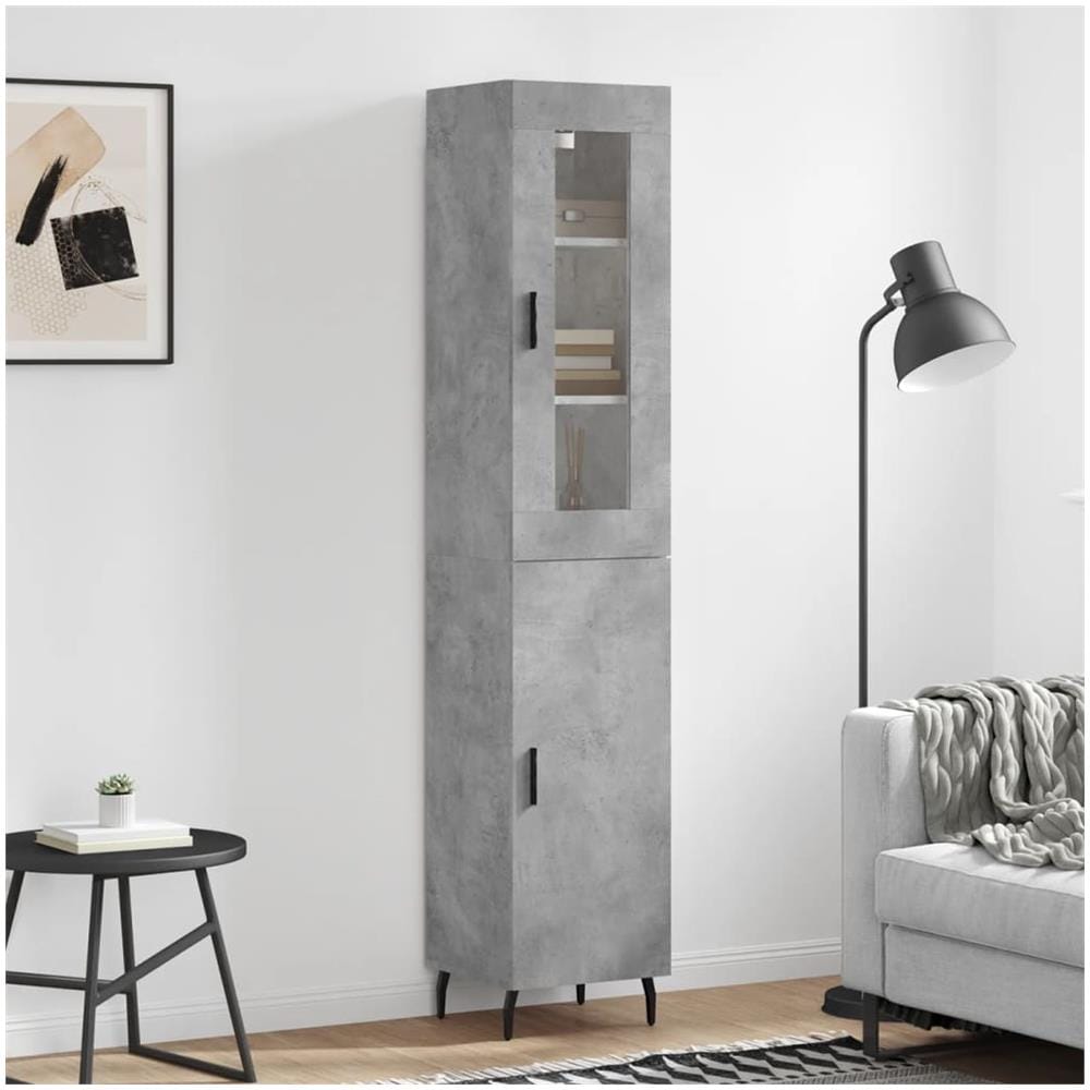 Credenza Grigio Cemento 34,5x34x180 Cm In Legno Multistrato - Foto 1