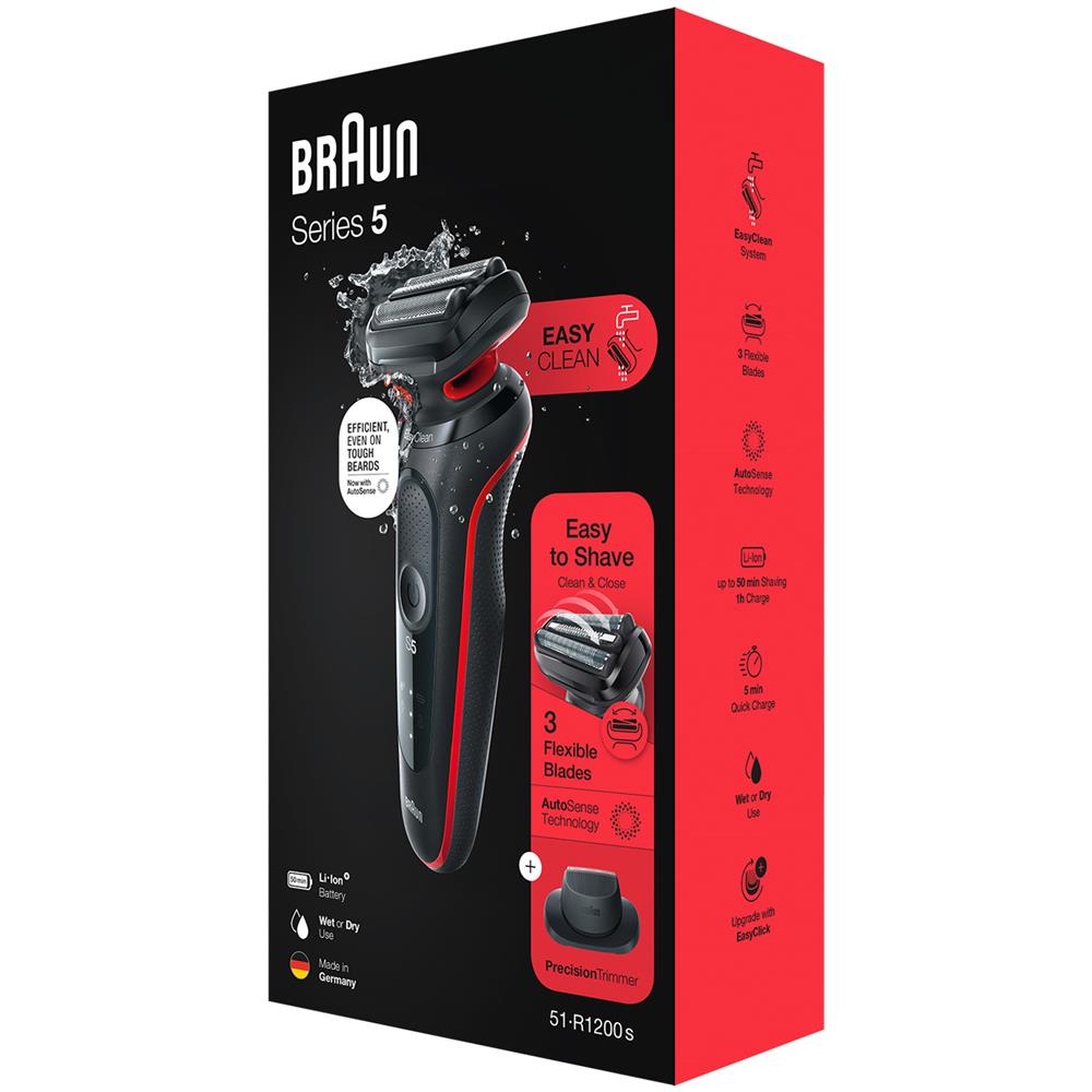 Series 5 51-R1200S rasoio elettrico Trimmer Nero, Rosso - Foto 2