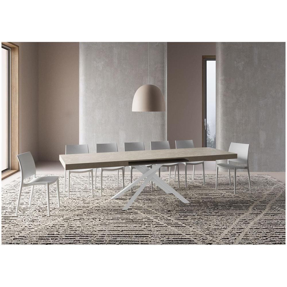 Tavolo allungabile 90x200/304cm Karida cashmere gambe bianche - Foto 3