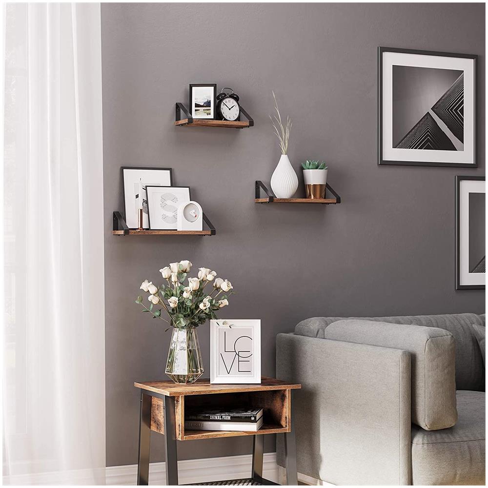 SET DI 3 MENSOLE SOSPESE in metallo marrone rustico per soggiorno - Foto 7