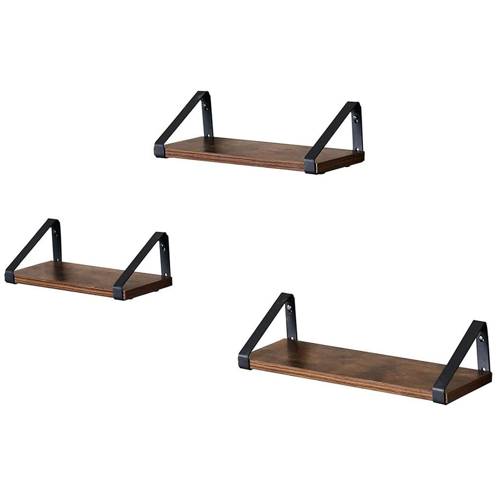 SET DI 3 MENSOLE SOSPESE in metallo marrone rustico per soggiorno - Foto 1