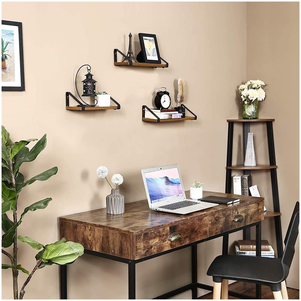 SET DI 3 MENSOLE SOSPESE in metallo marrone rustico per soggiorno - Foto 2