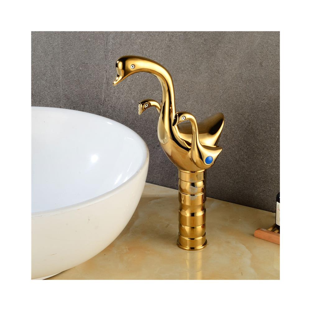 Rubinetto per lavabo da bagno, Blackswan, tipo M263 Lebada, modello oro con montaggio da appoggio, misura 31 cm - Foto 2