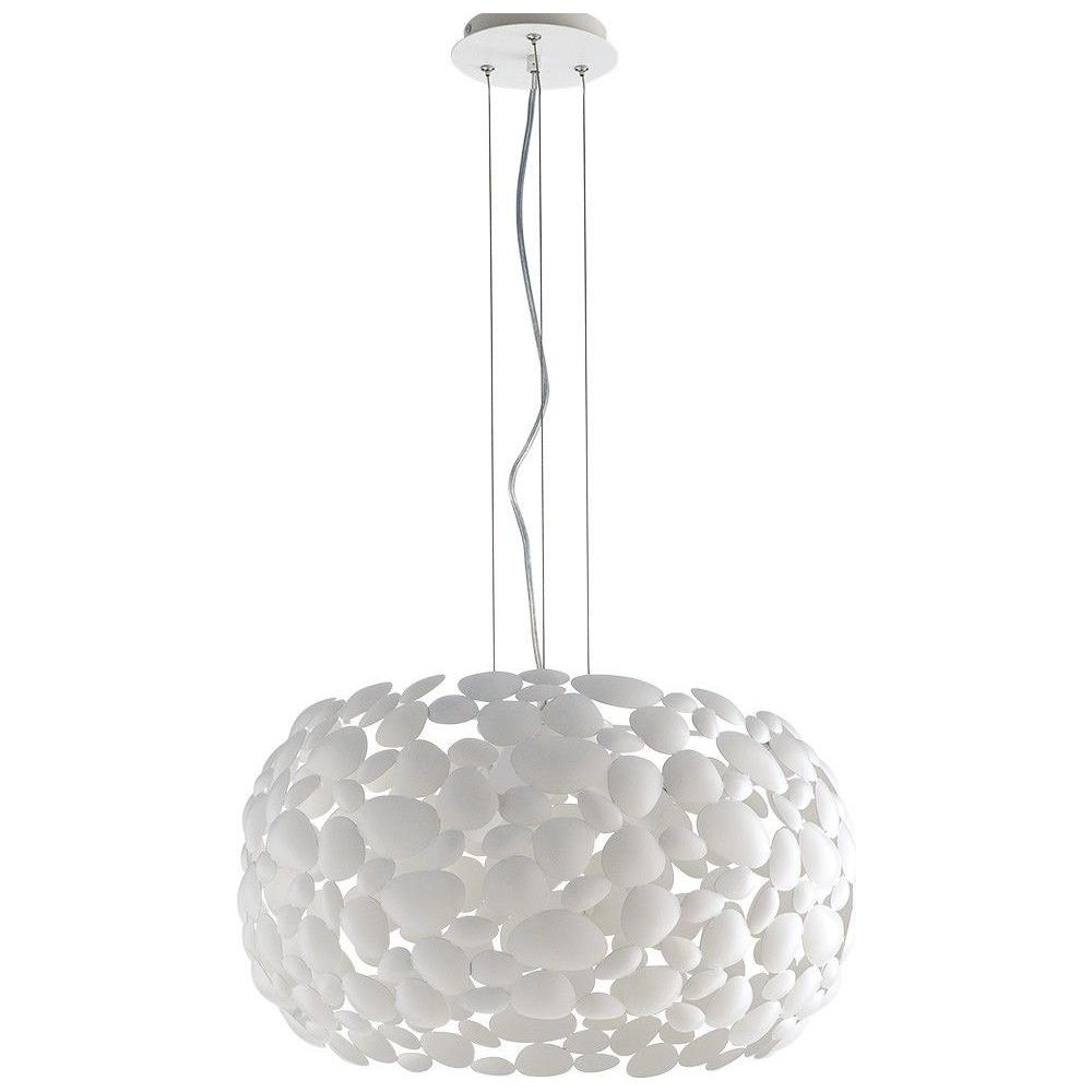 I-DIONISO-S48-BCO - Lampadario a sospensione Metallo Bianco decoro simil Sassi E27 - Foto 1