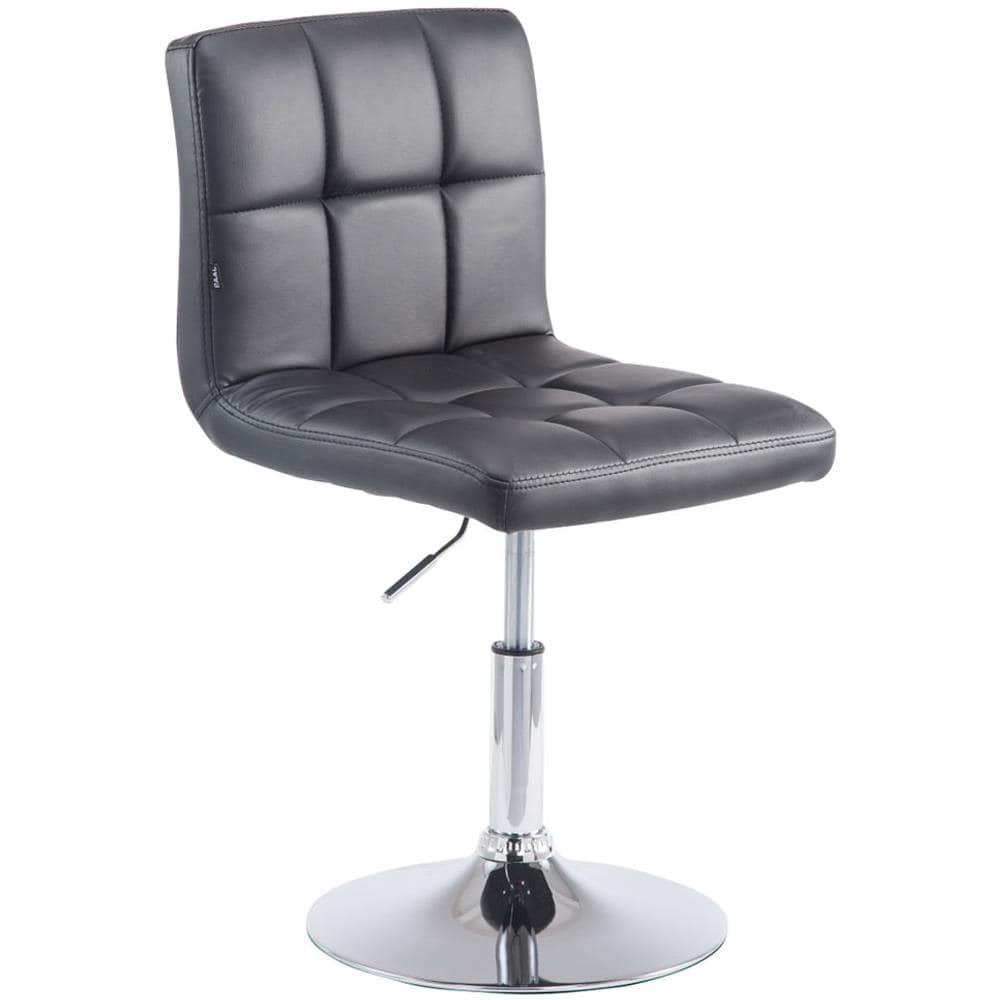 Sedia Lounge Design Palma V2 I Sedia Sgabello Girevole E Imbottita in Similpelle Trapunto I Sgabello Regolabile E Telaio in Metallo Cromato Nero - Foto 1