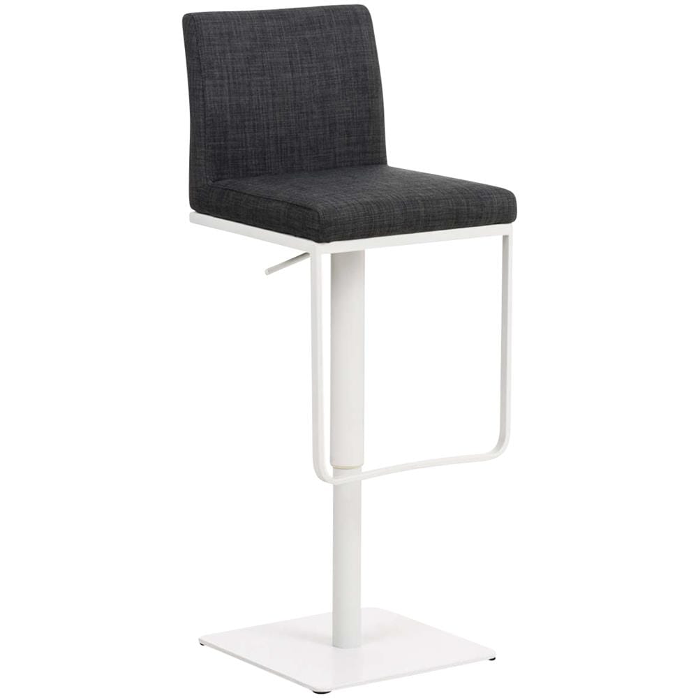 CLP Sgabello Da Bar Dublin In Velluto Blu – Regolabile In Altezza 65-85 Cm, Base Metallo Bianco - 5