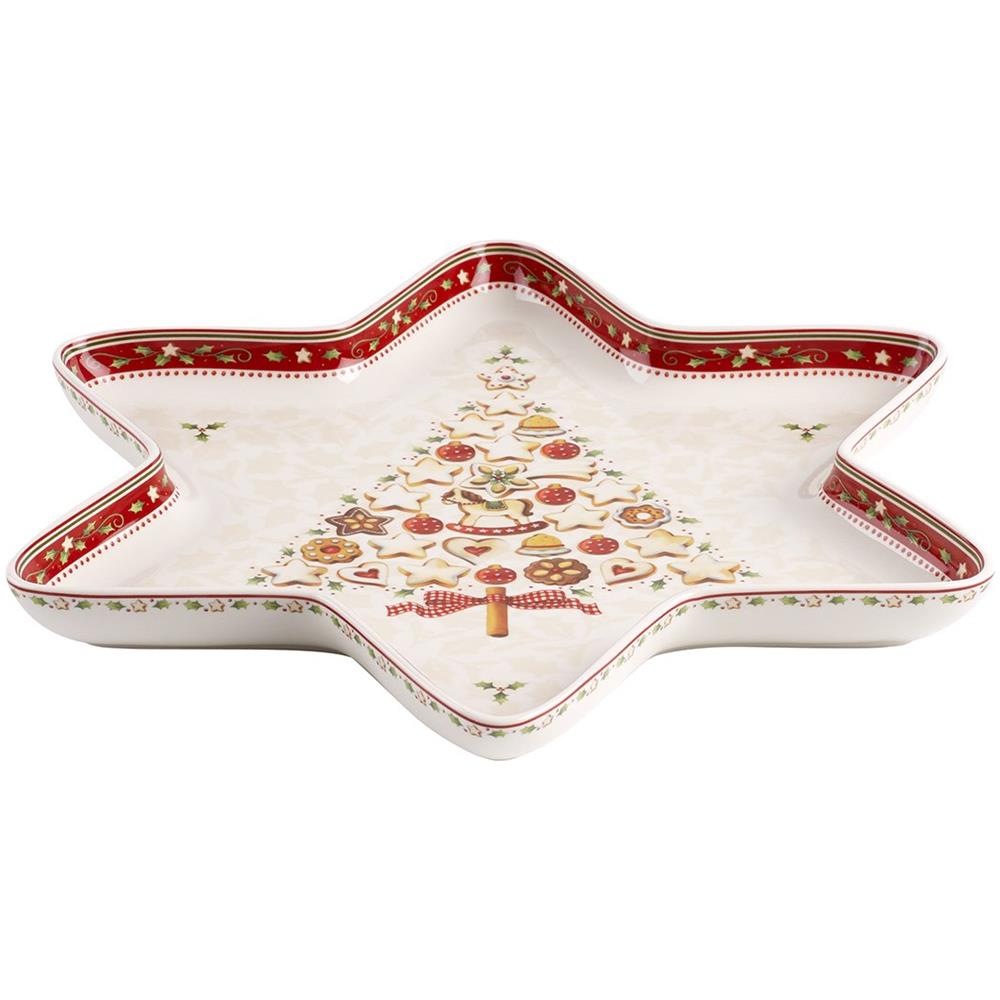 Winter Bakery Delight Coppa A Stella Grande, Porcellana, Rosso, 37,5 X 33 X 5 Cm - Foto 1