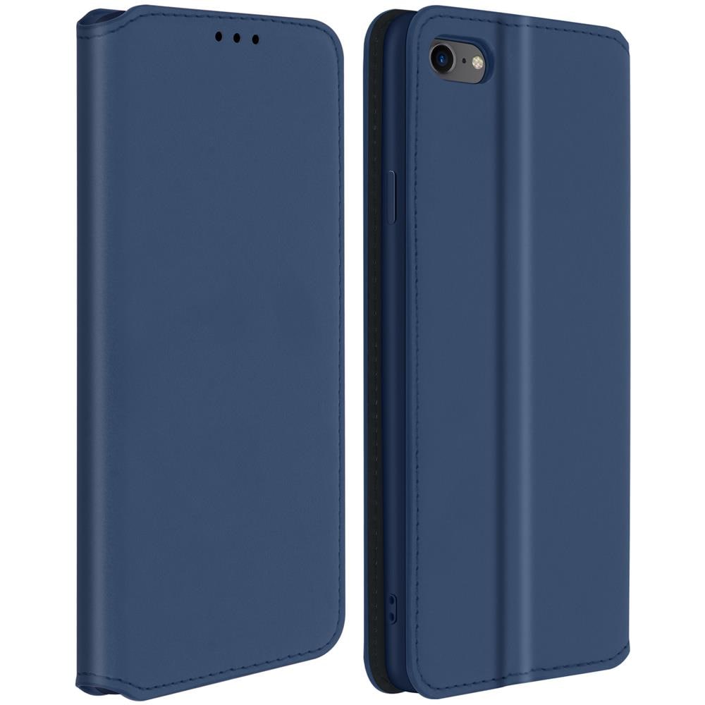 Custodia Iphone Se / 7 / 8 Portacarte Funzione Supporto Similpelle Liscia Blu - Foto 1