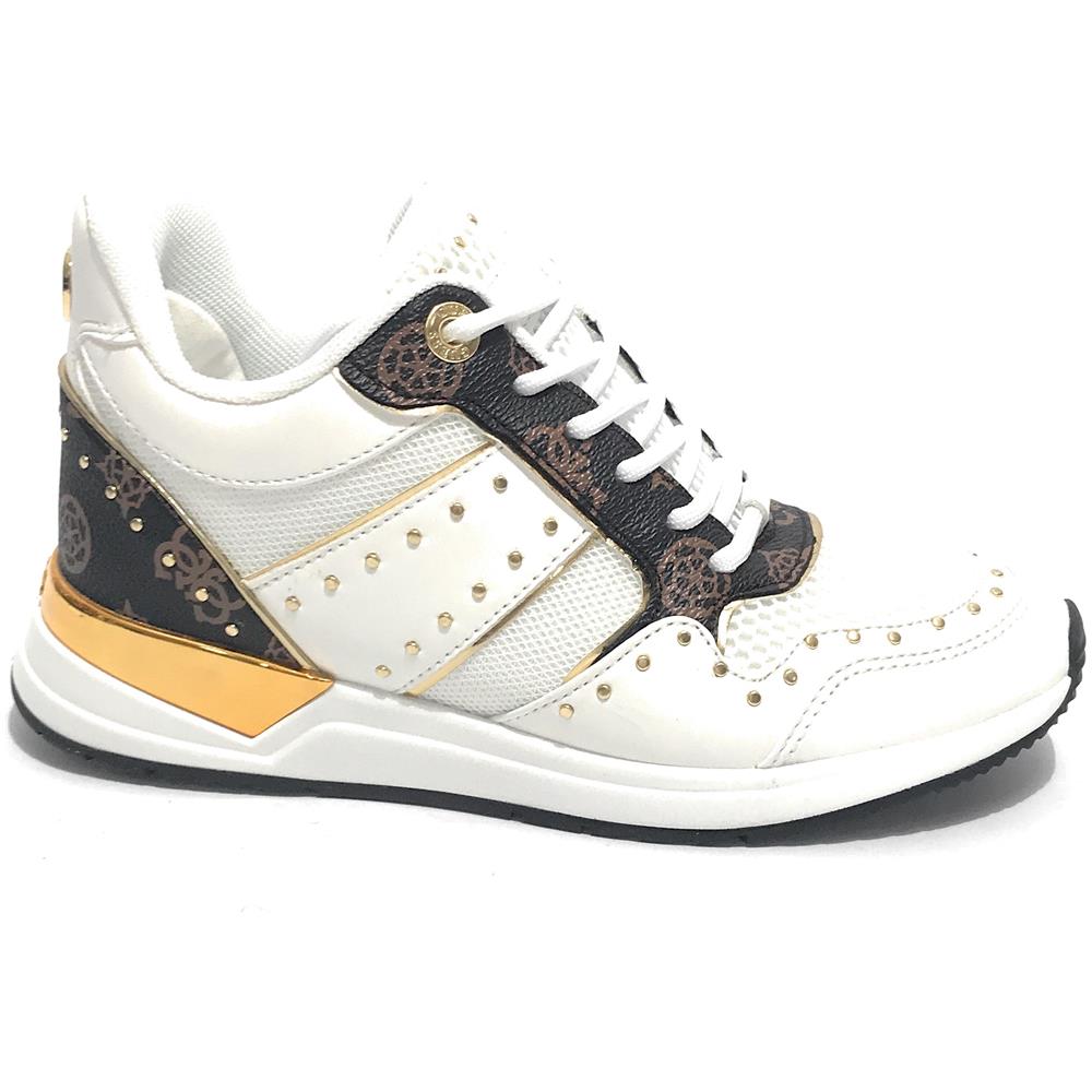 Scarpe Donna Sneaker Running Rejjy In Ecopelle / Tessuto Bianco / Brown Ds20gu03 - Foto 1