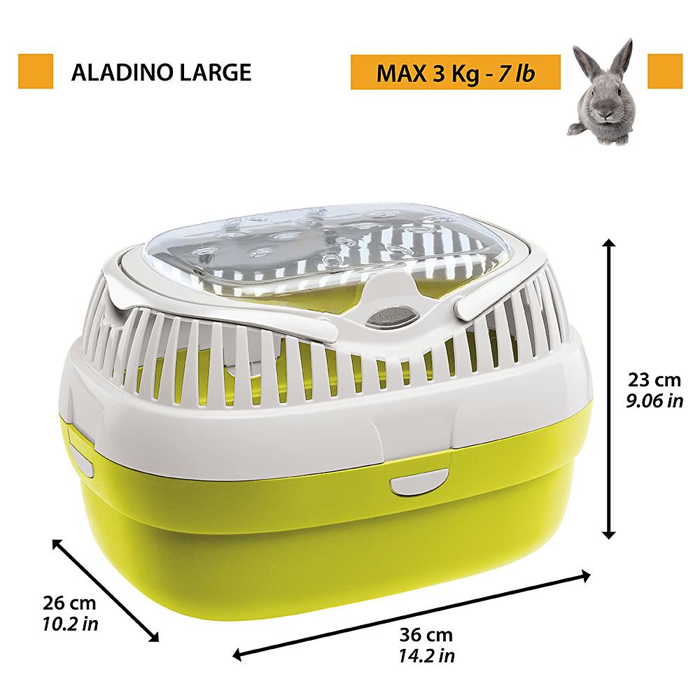 Trasportino Per Conigli, Porcellini D'india E Ratti Aladino Large, Plastica Con Coperchio Trasparente, Griglie Di Ventilazione E Manico - Foto 2