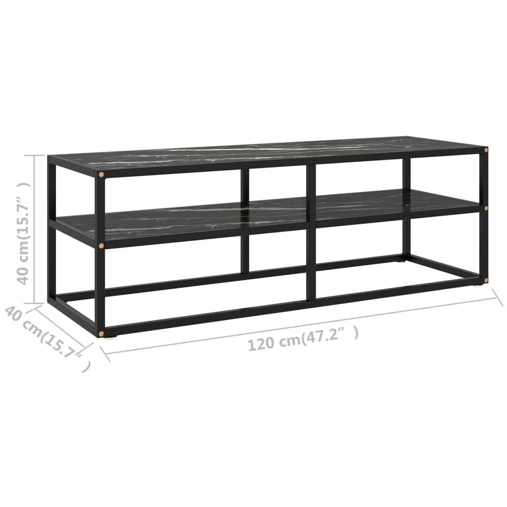 Mobile TV Nero con Vetro Nero Marmo 120x40x40 cm - Foto 2