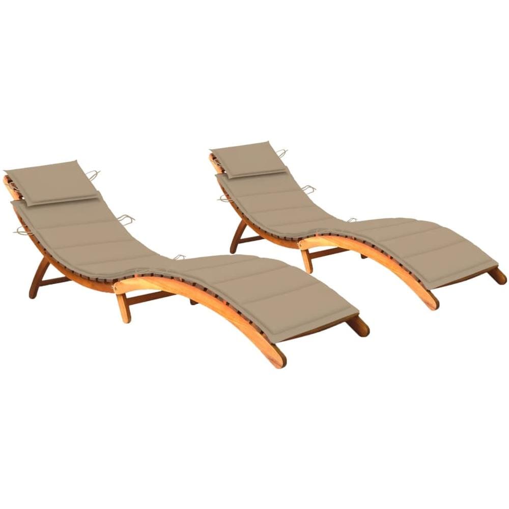 Sdraio 2 pz con Cuscini in Legno Massello di Acacia - Foto 1