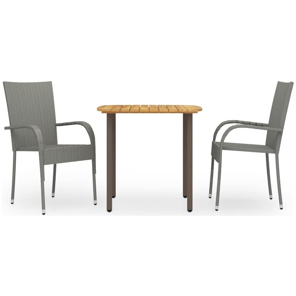 Set Mobili da Pranzo per Giardino 3 pz Polyrattan Grigio - Foto 1
