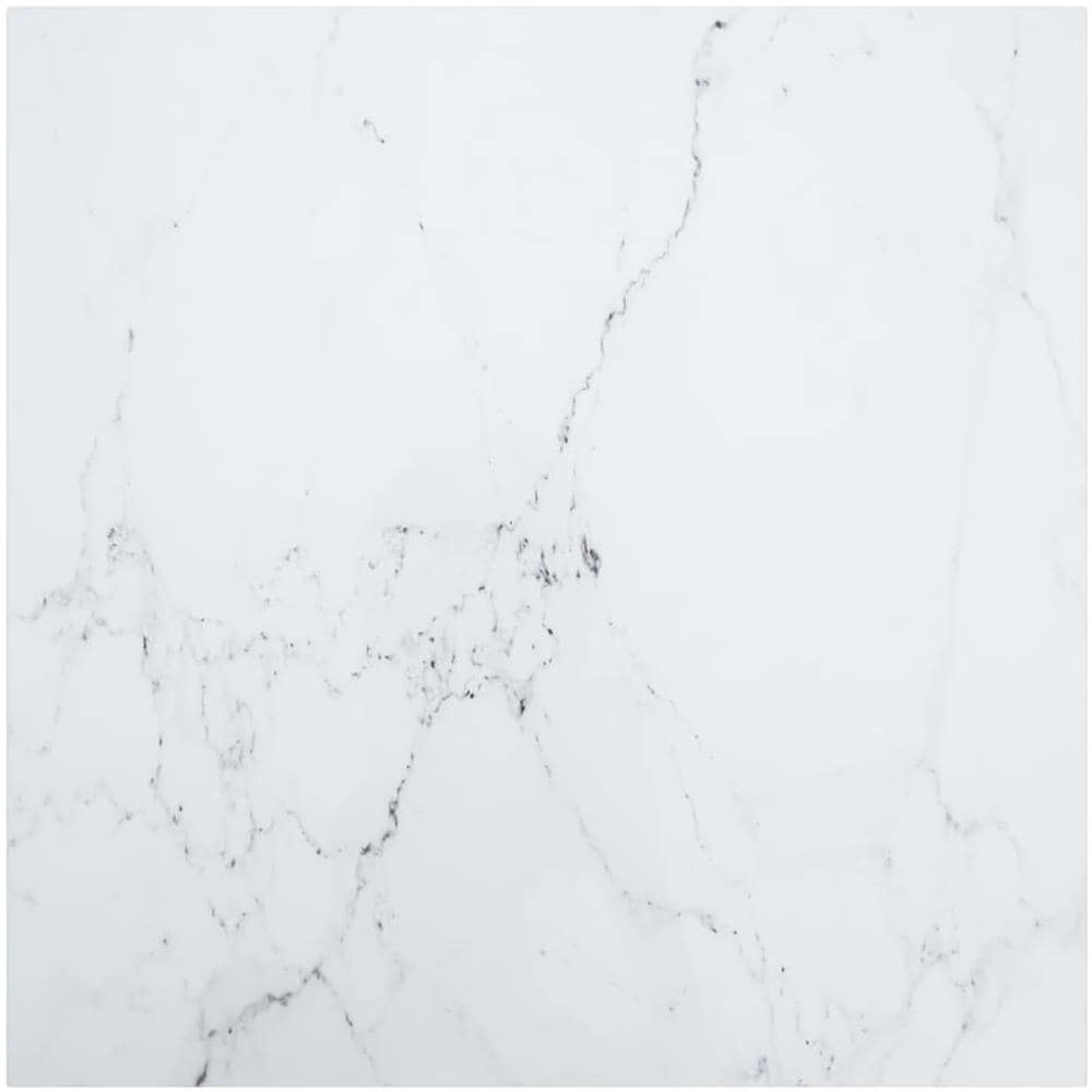 Piano Tavolo Bianco 80x80 Cm 6mm Vetro Temperato Aspetto Marmo - Foto 1