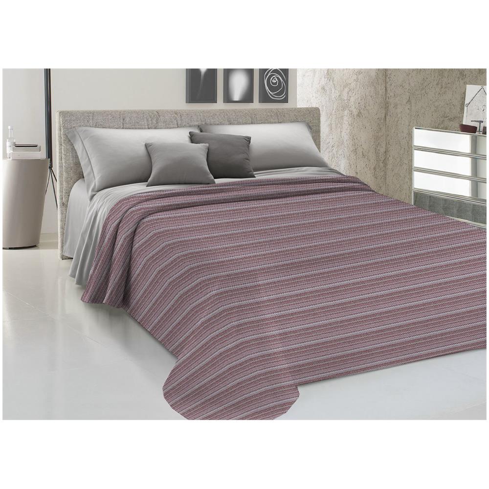 Copriletto Piquet Primavera Estate 100% Cotone Disegno Righe Zig Zag Singolo Bordeaux - Foto 1