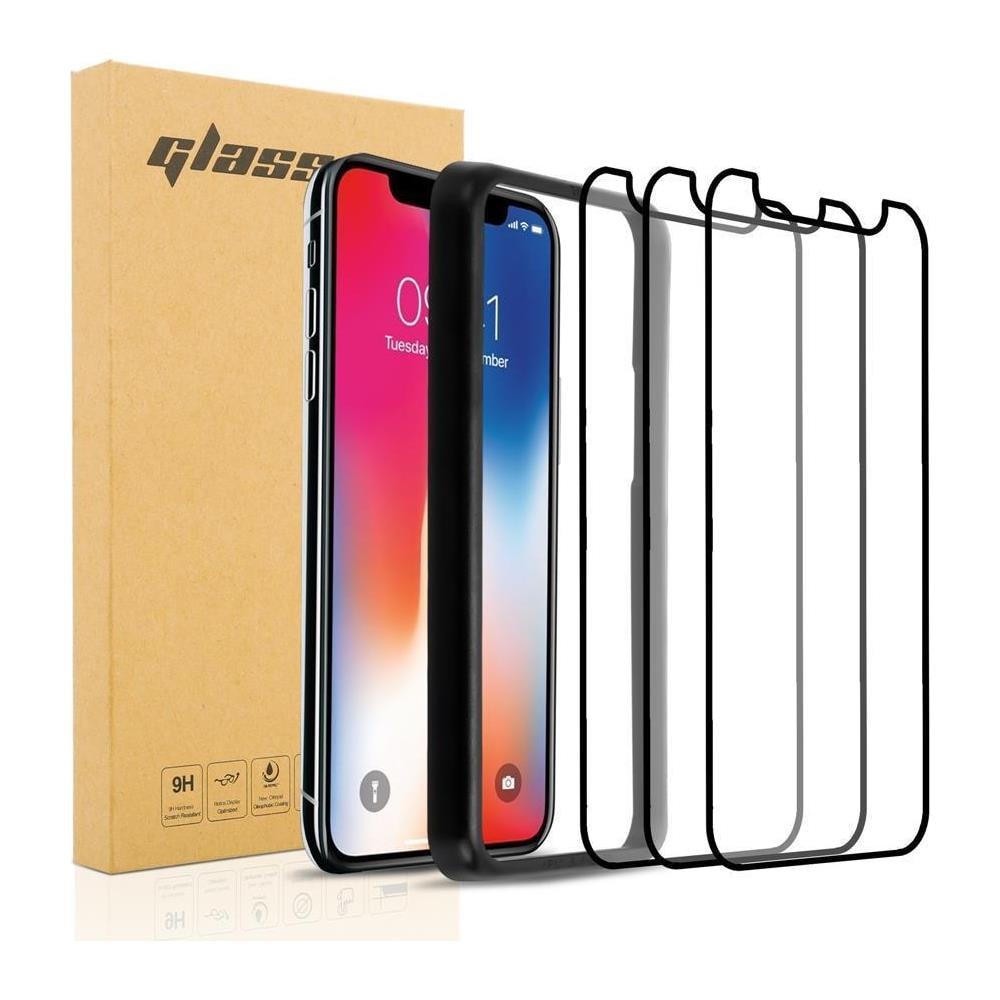 3x Vetro Temperato A Schermo Intero Compatibile Con Apple Iphone Xs In Trasparente Con Nero - 3x Vetro Temperato (tempered) Di Protezione Del Display Con Aiuto Per L'installazione - Foto 1