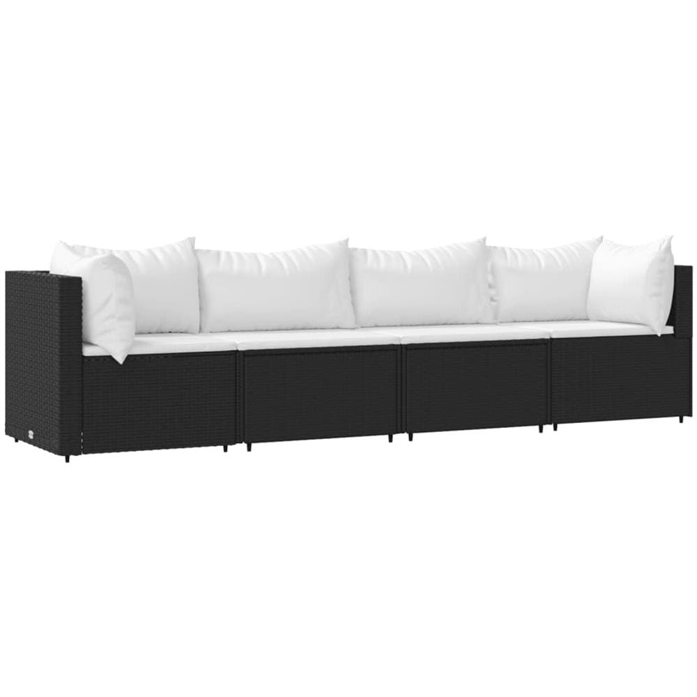 Set Divani Da Giardino 4 Pz Con Cuscini Nero In Polyrattan - Foto 2