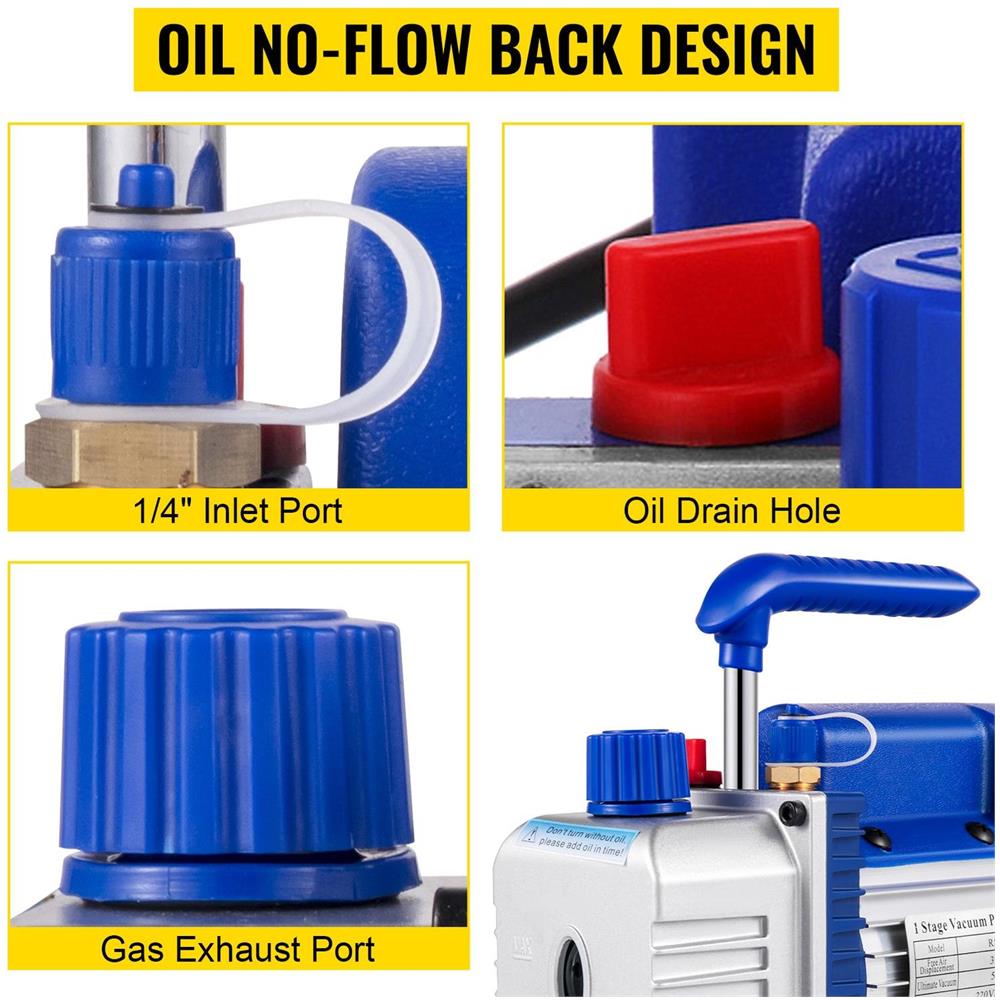 Kit Pompa Del Vuoto Per Refrigeranti 1,8-12cfm Con Manometro A Manicotto - Foto 6