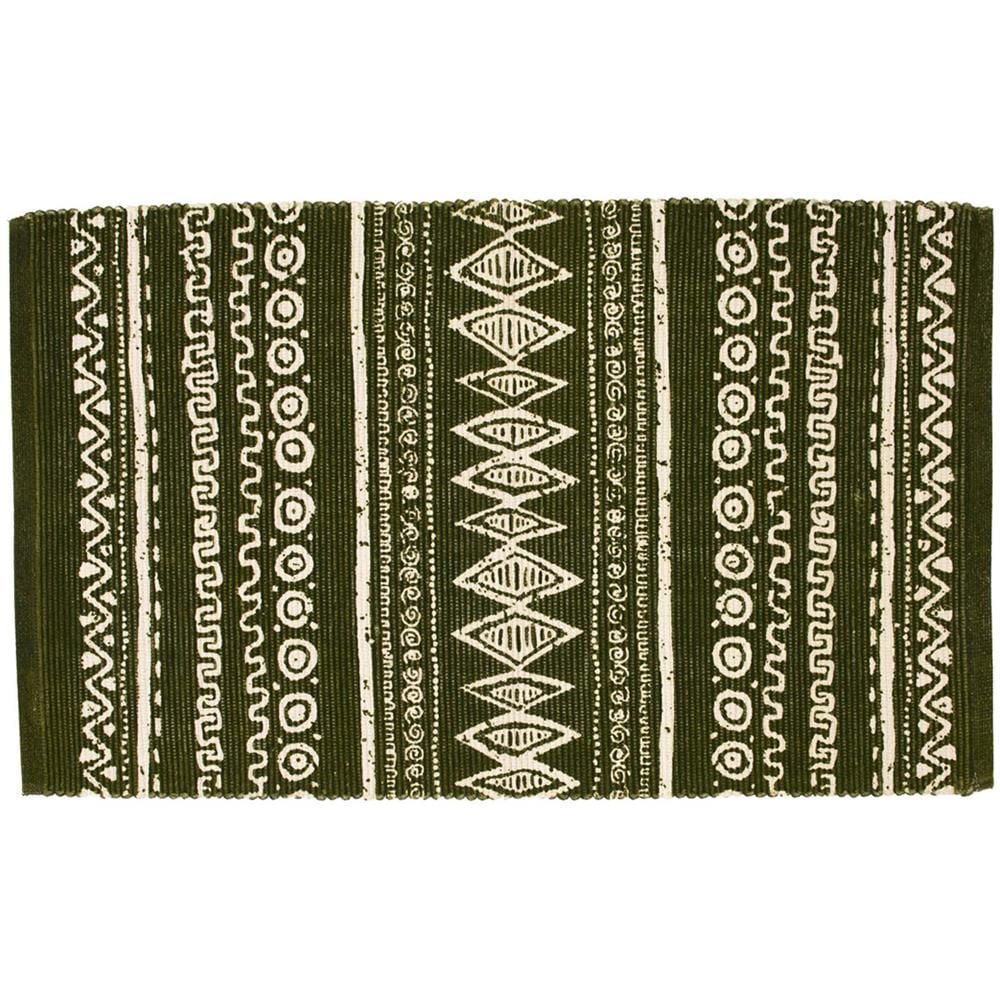 Tappeto Passatoia Cucina Indiano 100% Cotone Disegno Etnic Verde 55x280 Verde - Foto 1