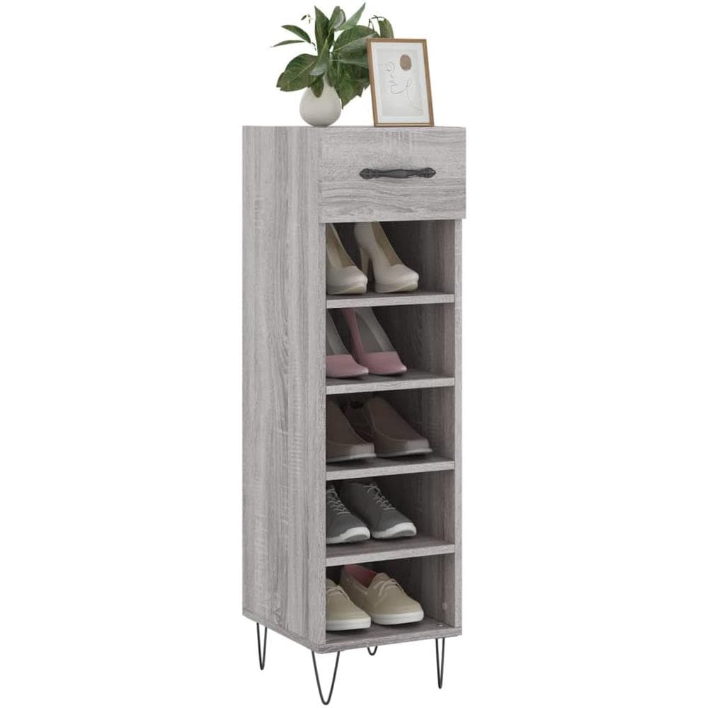 Scarpiera Grigio Sonoma 30x35x105 Cm In Legno Multistrato - Foto 3