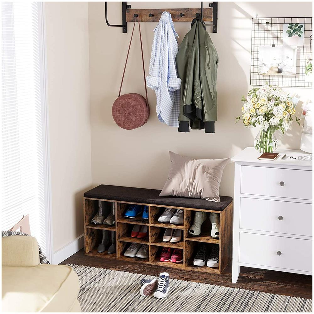 Scarpiera Valora con seduta, colore marrone rustico, per corridoio - Foto 2