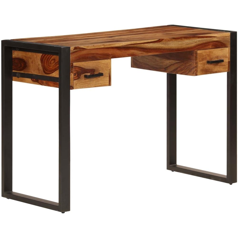 Tavolino da Caffè 100x50x35cm Legno Massello di Mango e Acciaio - Foto 1