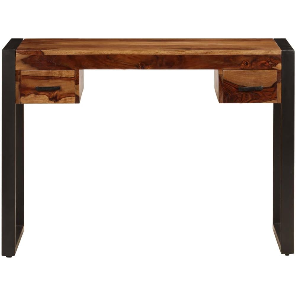 Tavolino da Caffè 100x50x35cm Legno Massello di Mango e Acciaio - Foto 2