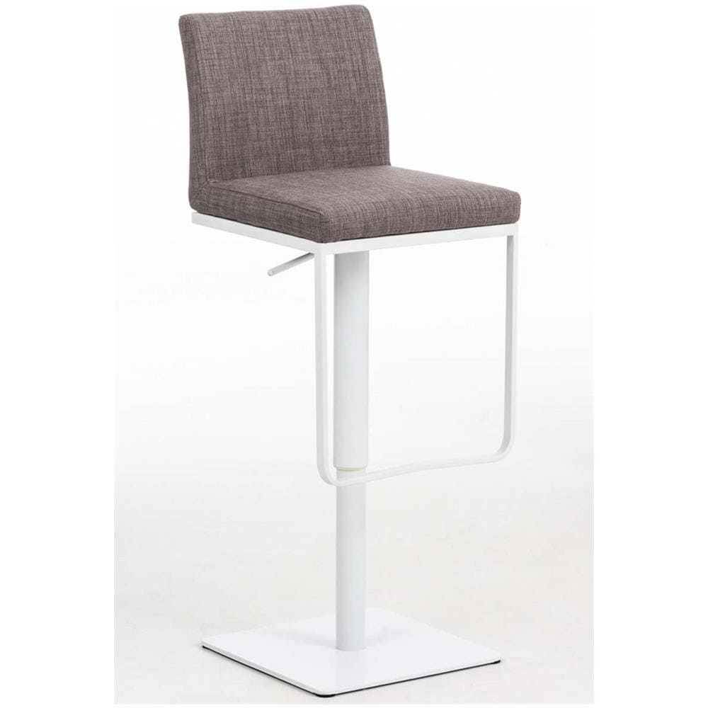 Sgabello Bar Panama in Tessuto I Sgabello Alto Girevole E Regolabile 58-82 CM Grigio Base Metallo Opaco Bianco - Foto 1