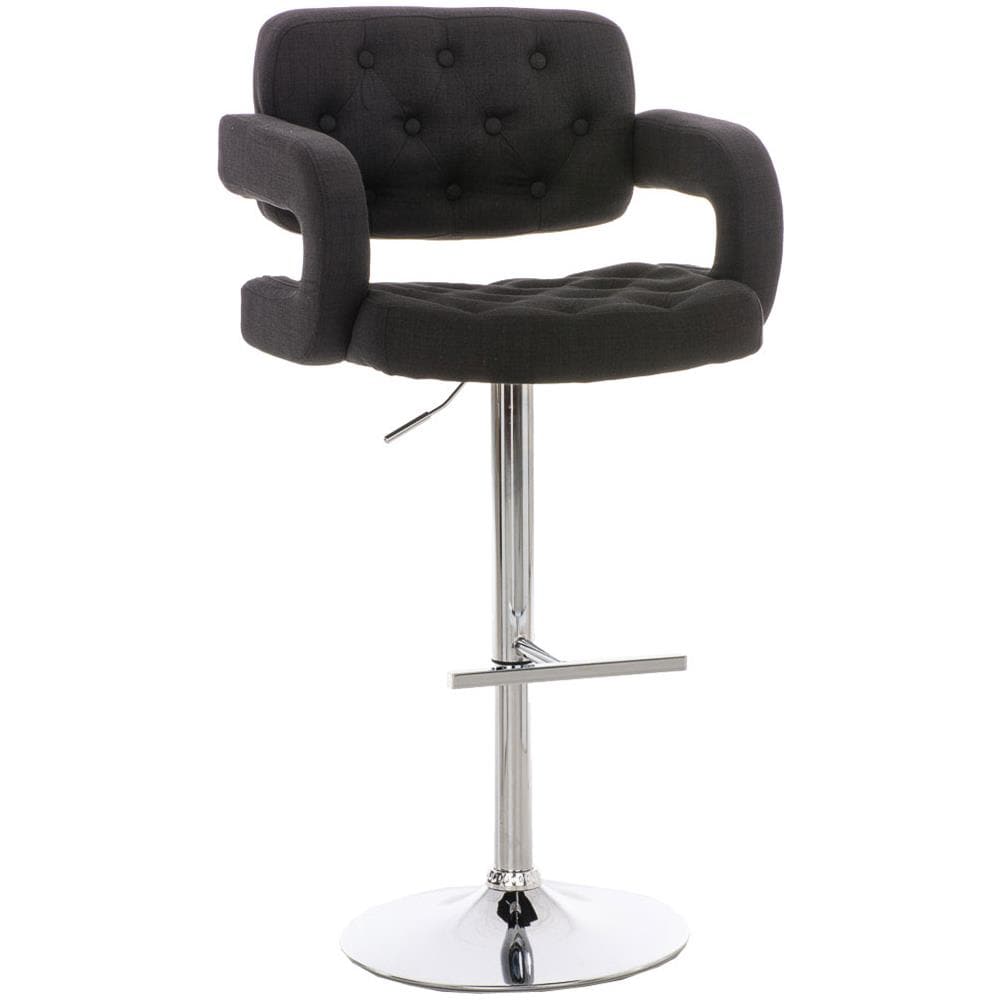 Sgabello Design Dublin In Tessuto - Sgabello Bar Girevole E Regolabile In Altezza 65-85 CM - Sgabello Alto Con Schienale E Braccioli Nero - Foto 1