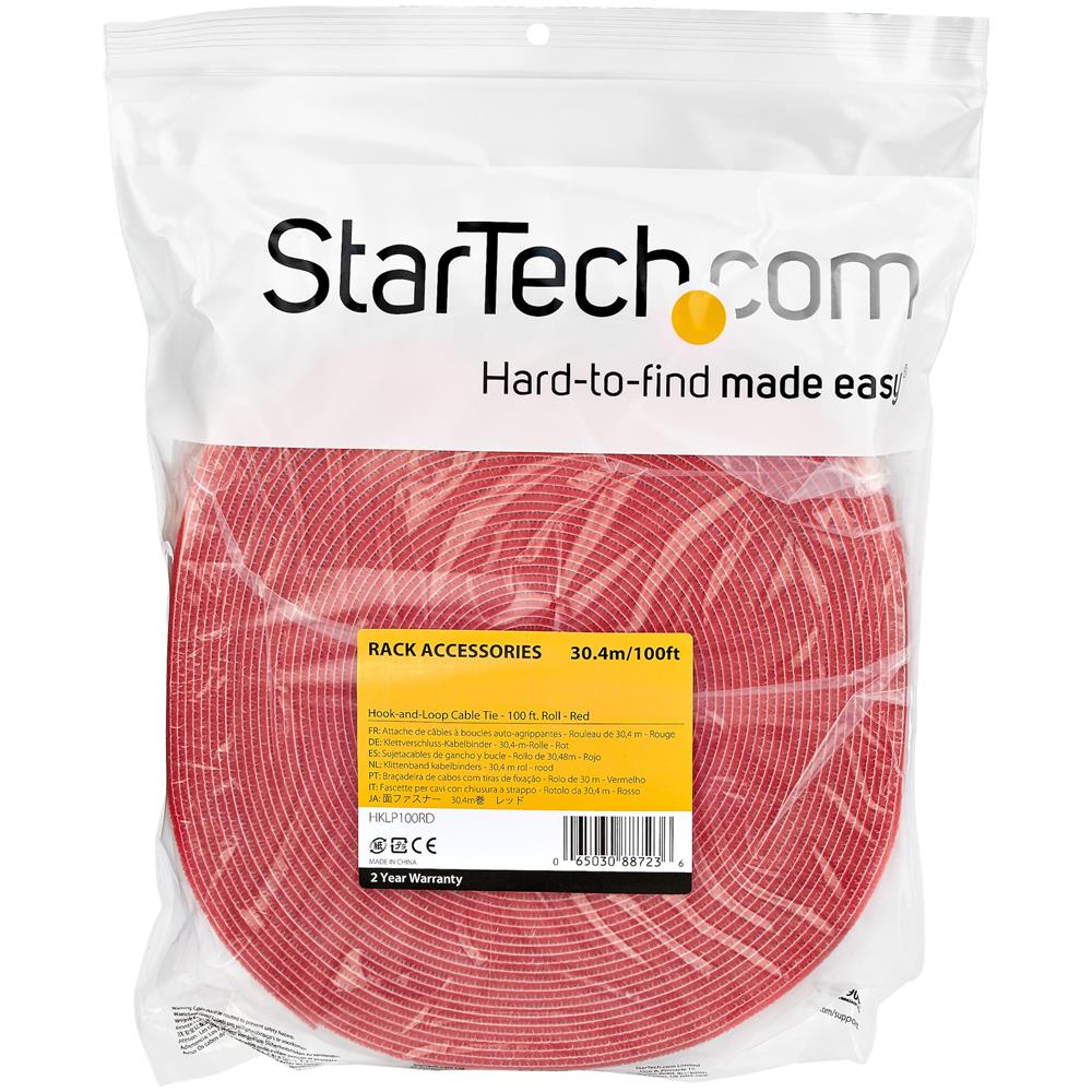 Rotolo di nastro a strappo da 30,5 m - Fascette riutilizzabili da tagliare su misura - Feltro adesivo autobloccante - Fascette serracavo con fissaggio a strappo per cavi industriali - Rosso - Foto 4