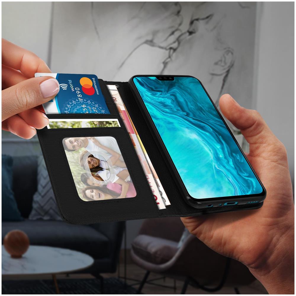 Custodia Honor 9x Lite Portafoglio Supporto Video Cover Soft Touch Nero - Foto 5