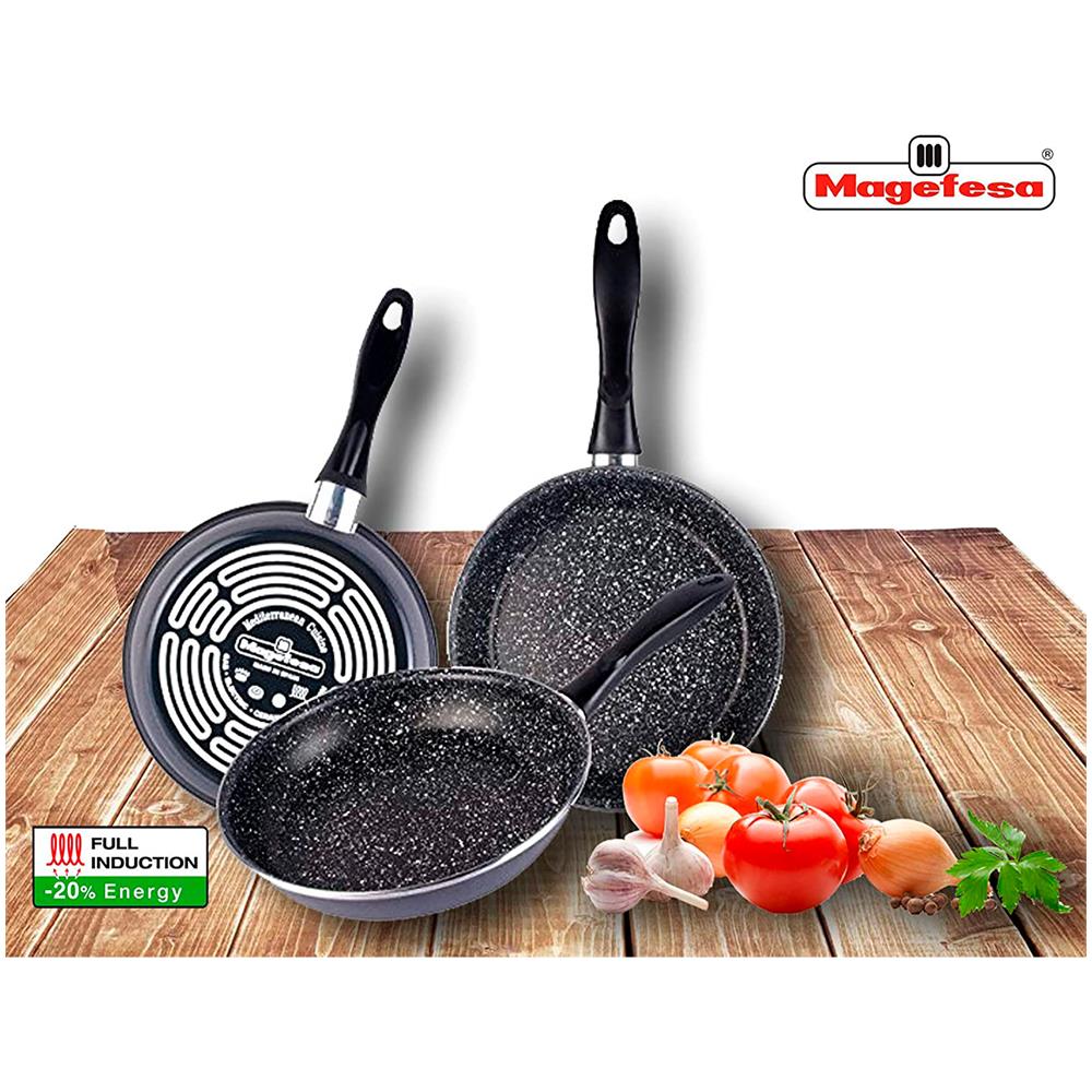 Gransasso 3 Padelle 18-20-24cm Induzione, Pfoa-free Antiaderente Stone Acciaio Vetrificato - Foto 6
