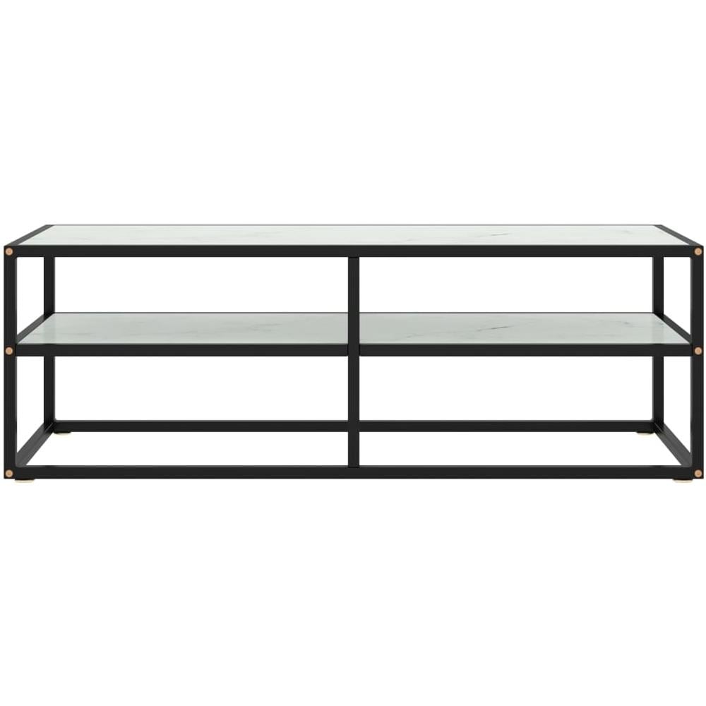 Mobile TV Nero con Vetro Bianco Marmo 120x40x40 cm - Foto 6