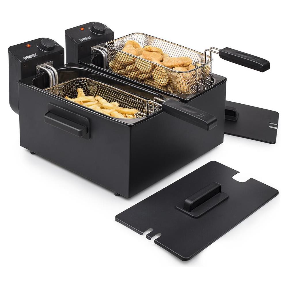 Friggitrice a Doppio Cestello Estraibile 2x3 litri Potenza 2x1800 Watt Colore Nero - Foto 2