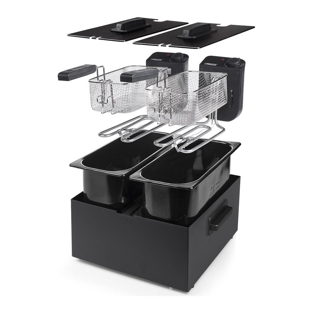 Friggitrice a Doppio Cestello Estraibile 2x3 litri Potenza 2x1800 Watt Colore Nero - Foto 5