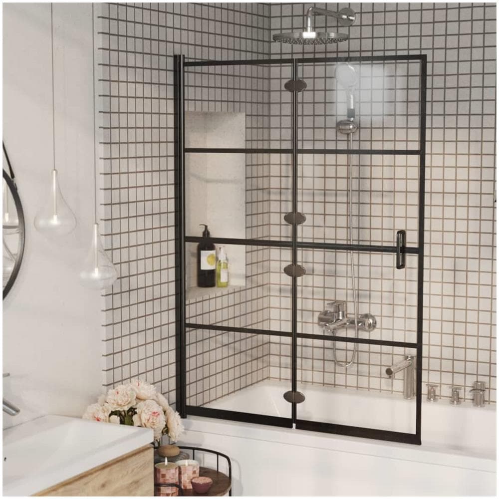 Pannello Doccia Pieghevole In Esg 100x140 Cm Nero - Foto 3