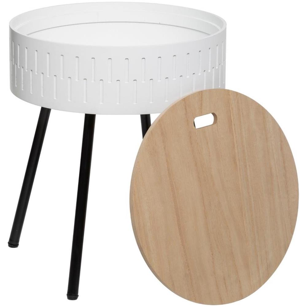Tavolino Rotondo Con Clipboard Shiro, Bianco - Foto 2