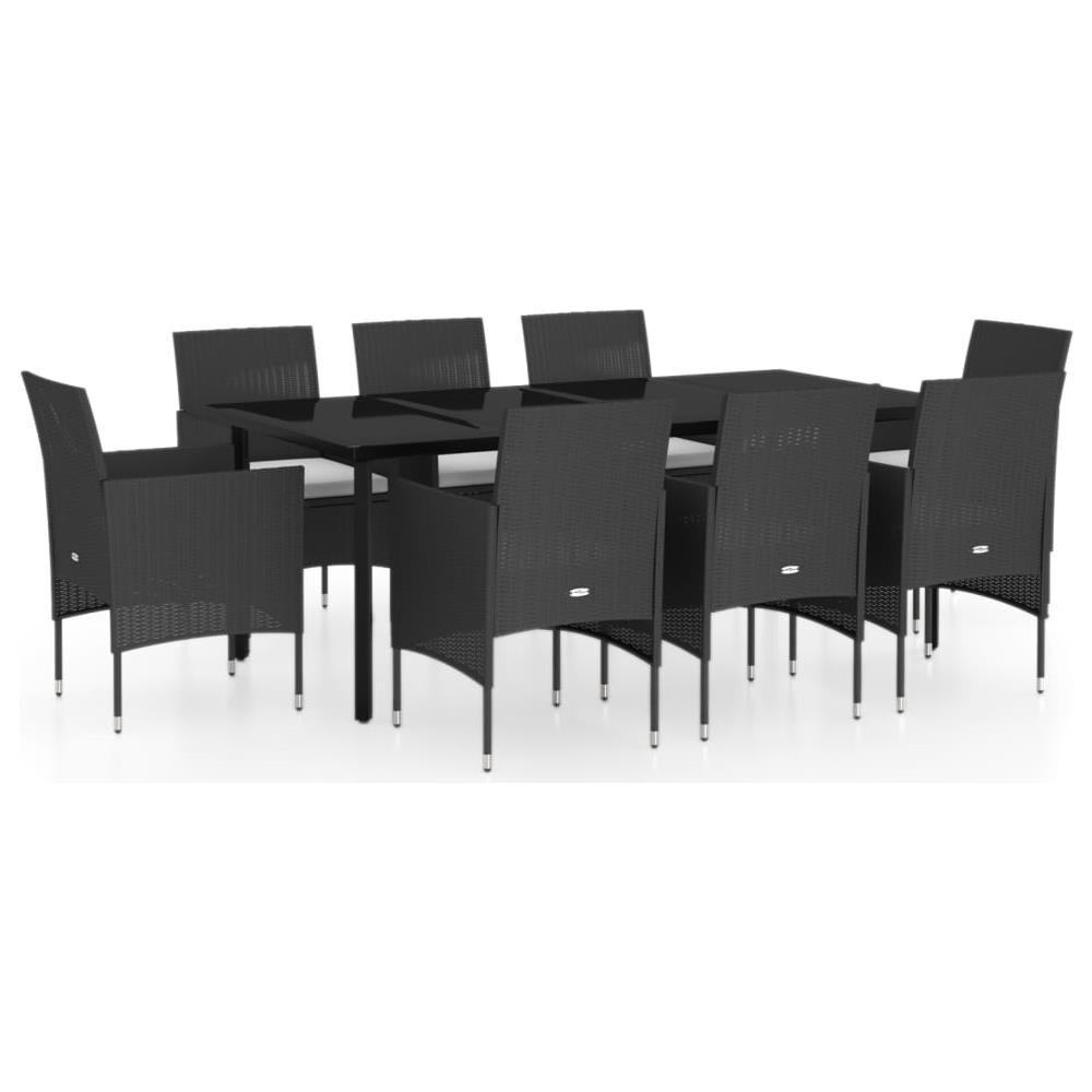 Set Da Pranzo Per Giardino 9 Pz Con Cuscini Nero - Foto 2
