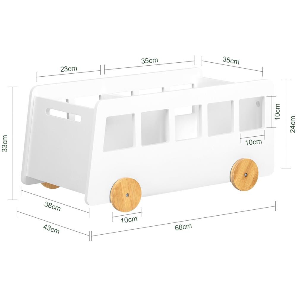 Portagiochi e Libreria per Bambini a 2 Scomparti, Bianco - Kmb41-w - Foto 2