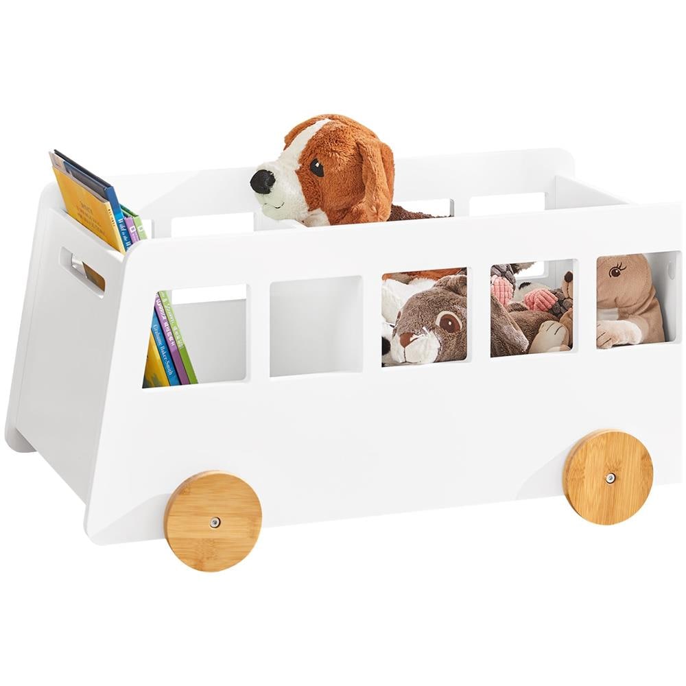 Portagiochi e Libreria per Bambini a 2 Scomparti, Bianco - Kmb41-w - Foto 1