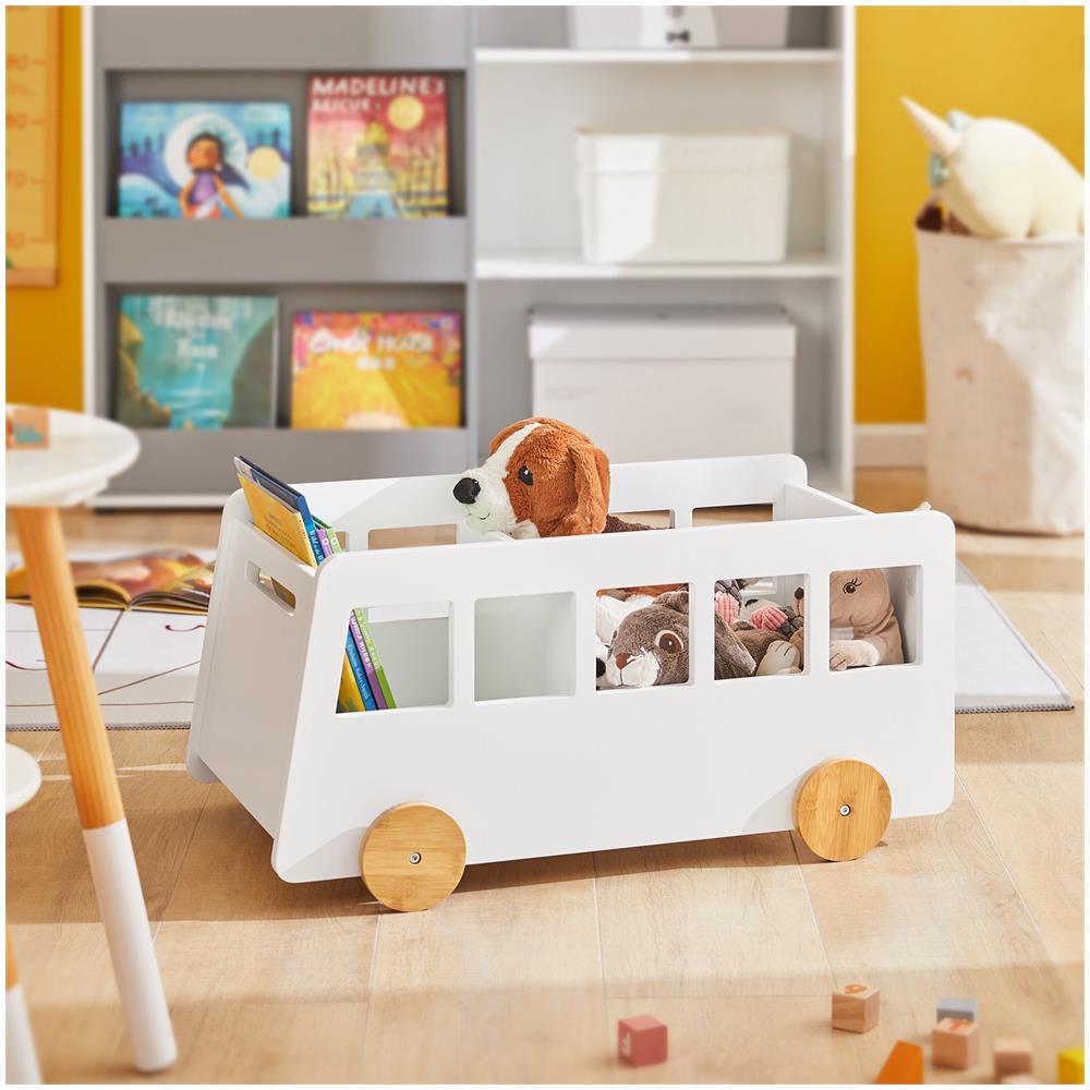 Portagiochi e Libreria per Bambini a 2 Scomparti, Bianco - Kmb41-w - Foto 10